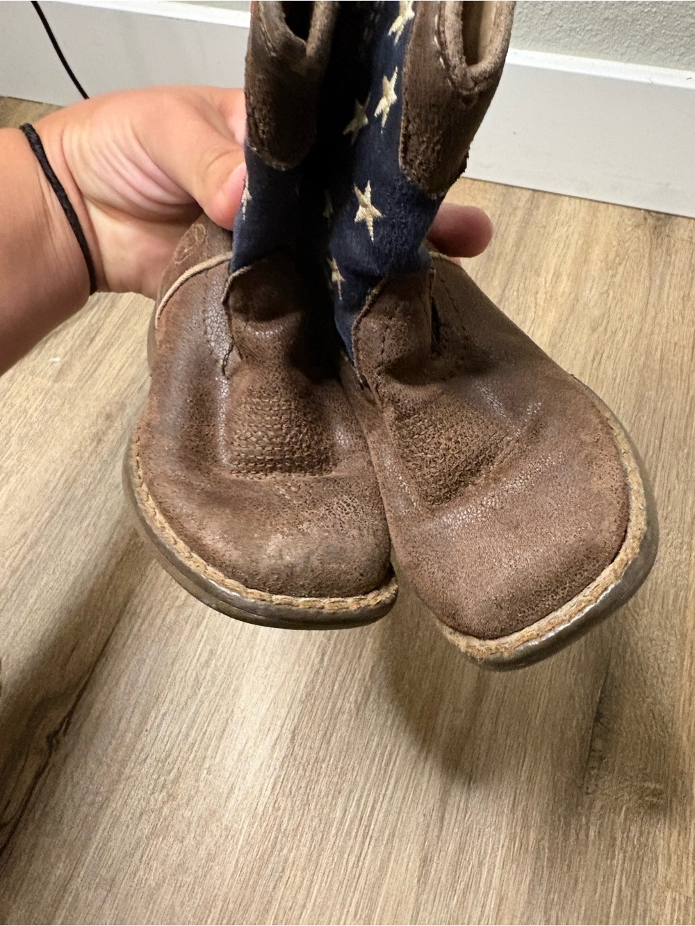 Roper Toddler Cowboy Boots American Flag Brown Leather Western Boots Size 5 - Picture 3 of 6